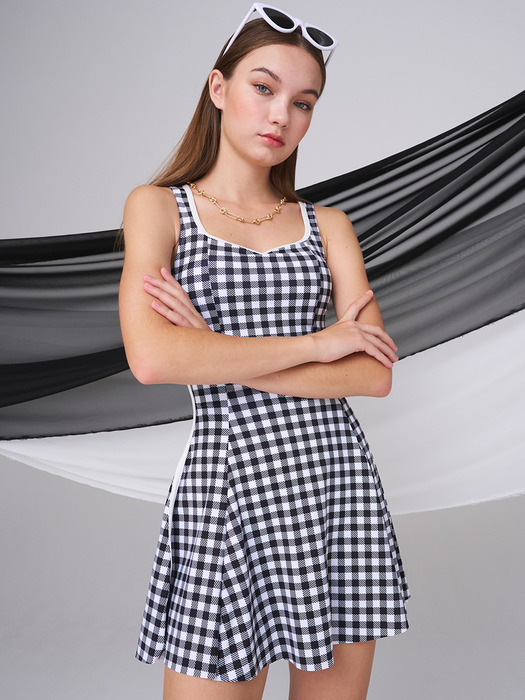 뉴 쉐이프 원피스 수영복 체크 2COLOR
