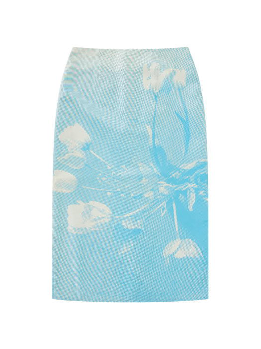 FLOWER BITMAP SKIRT (BLUE)