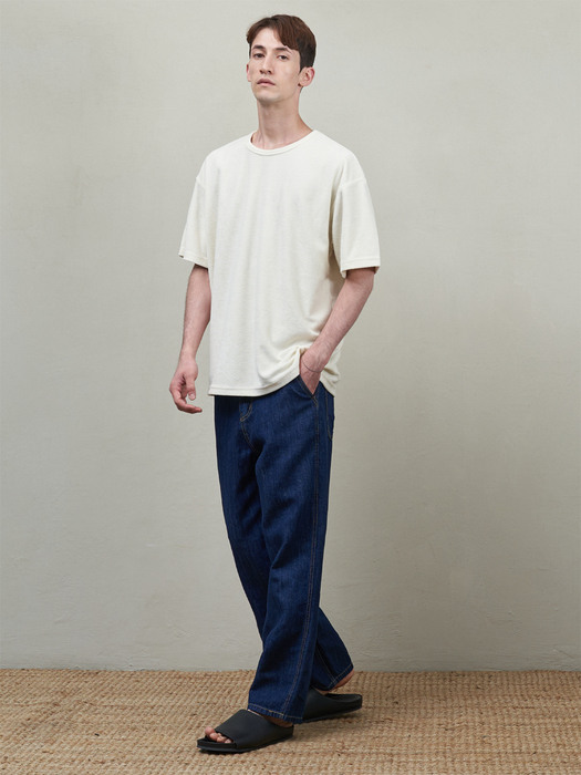 LINEN BLEND DENIM PANTS_BLUE