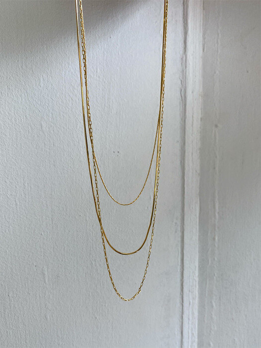 [단독][set][925 silver] simple layered necklace (3ea) (2 colors)