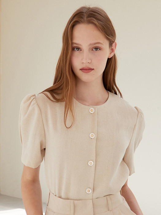 j1019 classic button blouse (beige)