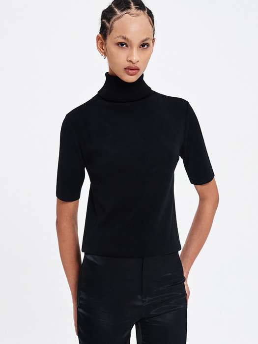 MERINOWOOL-BLEND TURTLENECK KNIT BLACK