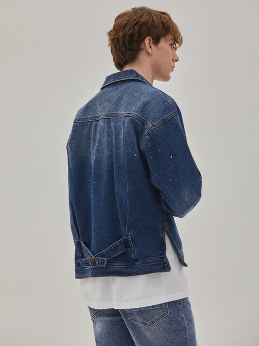 DENIM PAINTING RAGLAN SLEEVE JACKET INDIGO