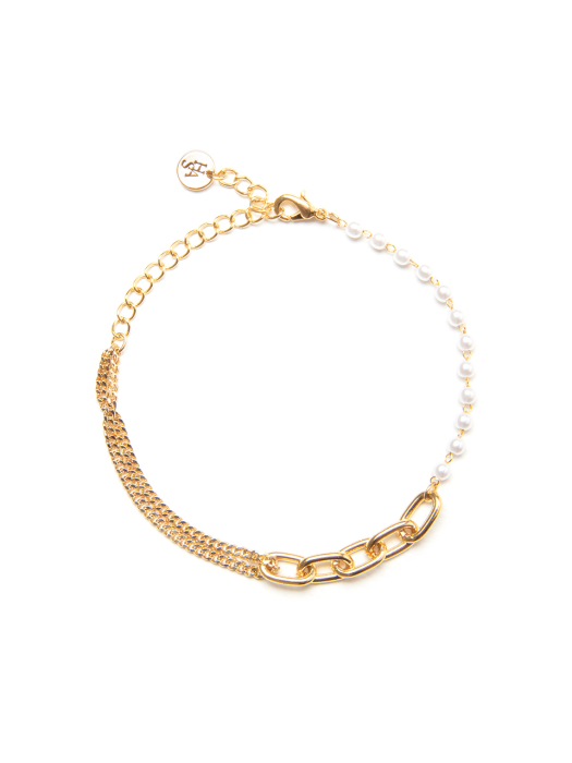 HB015 Two-line chain mix pearl bracelet