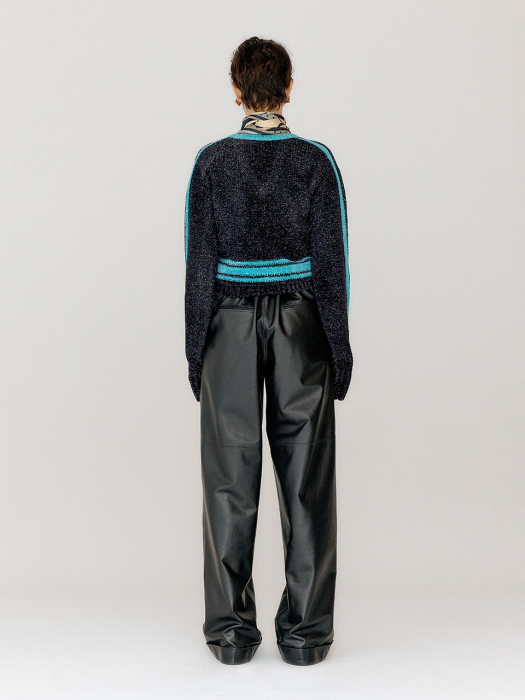 VARINA Paneled Knit Pullover - Navy/Sky Blue
