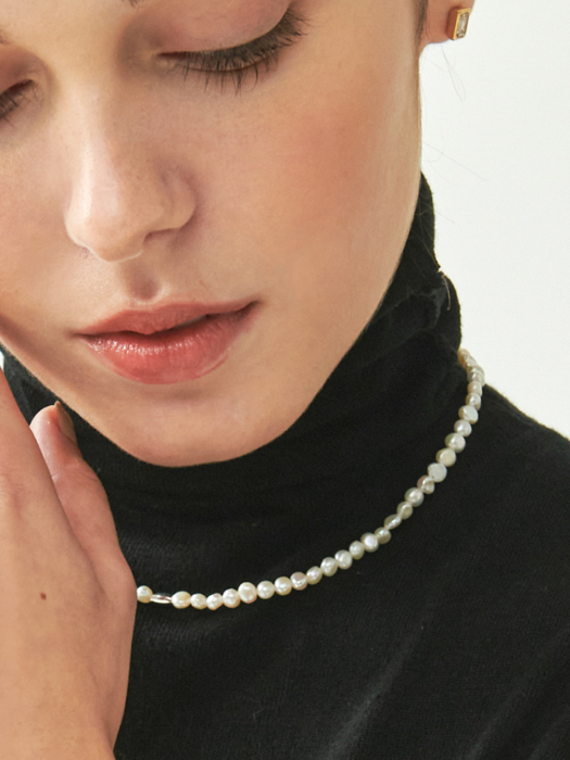 libre Fresh-water pearl Silver Necklace In382 [Silver]