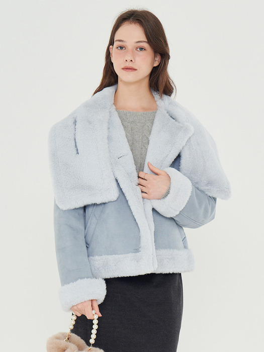 MET eco-fur cozy suede shearling mustang jacket blue