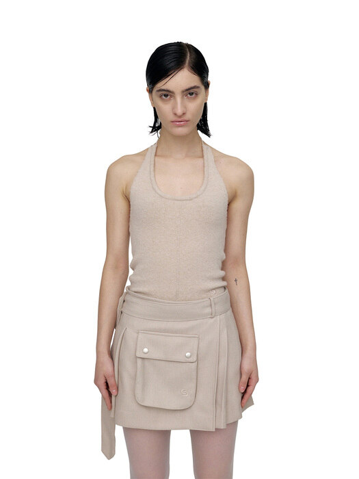 HALTER KNIT SLEEVELESS / BEIGE