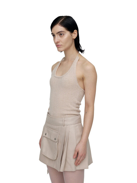 HALTER KNIT SLEEVELESS / BEIGE