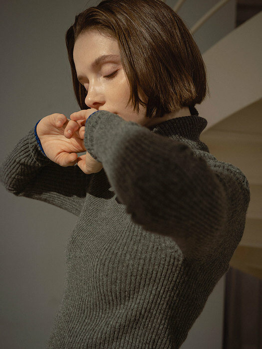 SIKN2056 Wholegarment pola knit_Melange Gray