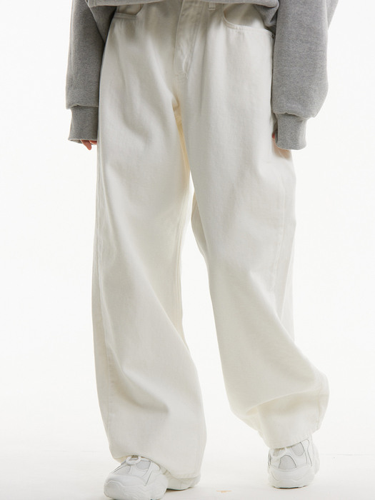 UP-366 기모 와이드팬츠 화이트_NAPPING WIDE DYEING PANTS DYEING WHITE