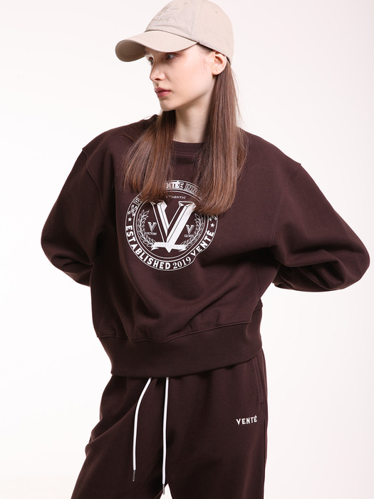 Over-fit sweat shirt in brown