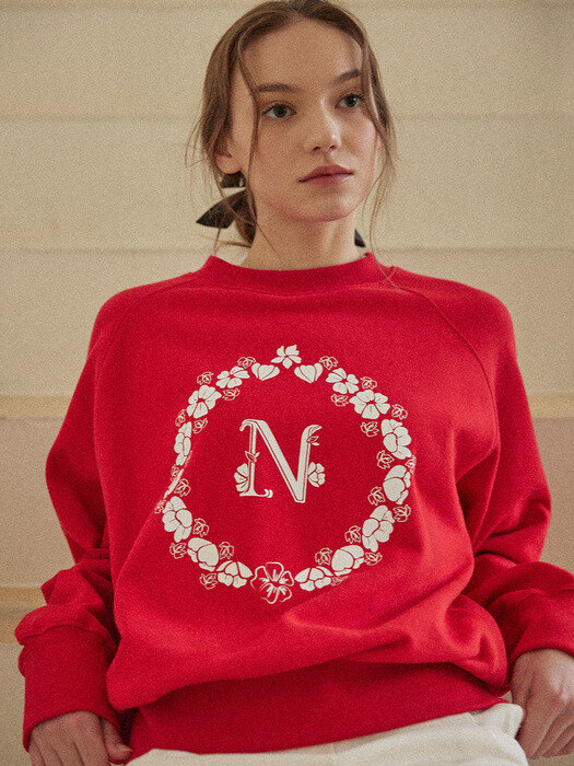 Floral Circle Sweatshirt - Red