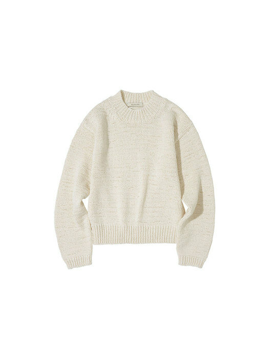 SIKN2067 texture knit pullover_Cream