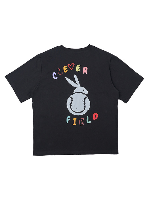 Overfit Color Graphic Line T-Shirt (Black)