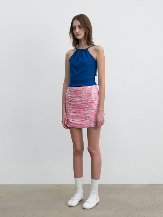 Shirring Mini Skirt Pink check (JWSK3E904P1)