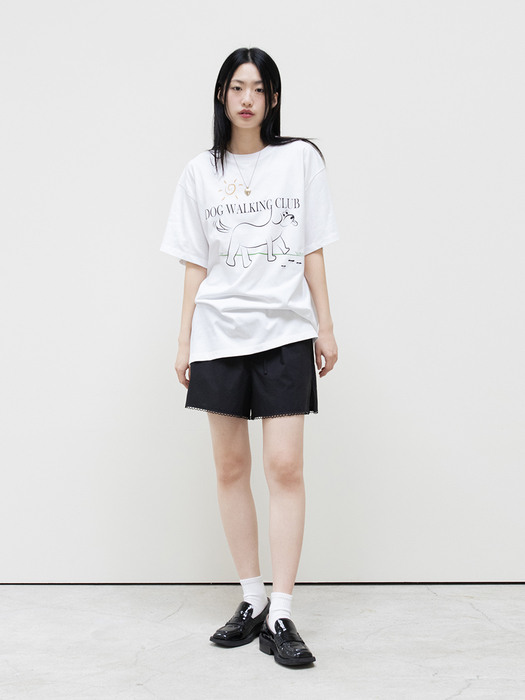 DOG WALKING CLUB OVER FIT TEE_WHITE