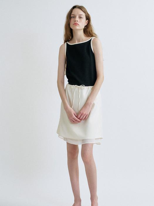 S Boat neck Texture Sleeveless_4 colors