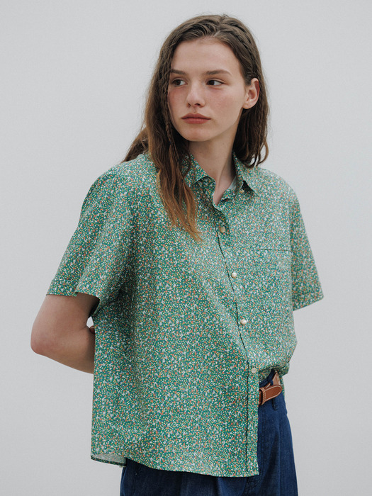 Samanda Flower Shirt (Vintage Green)