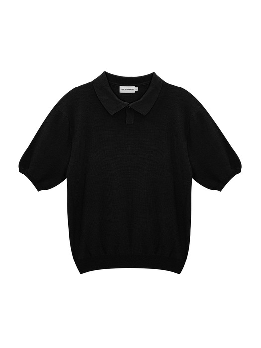 Linen collar half 1/2 knit (black)