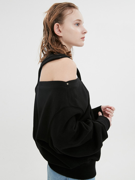 Cutting Detachable Sweatshirt / Black