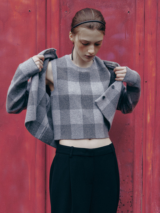 [KNIT] Cashmere-blend Check Vest_2color