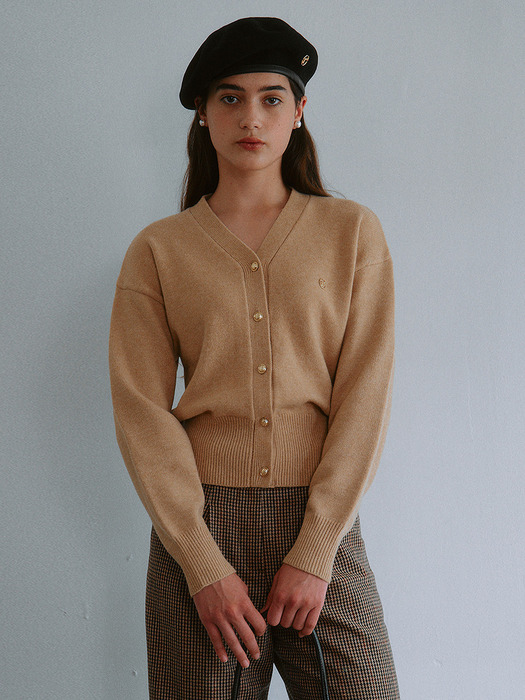 WOOL BLENDED BASIC CARDIGAN BEIGE