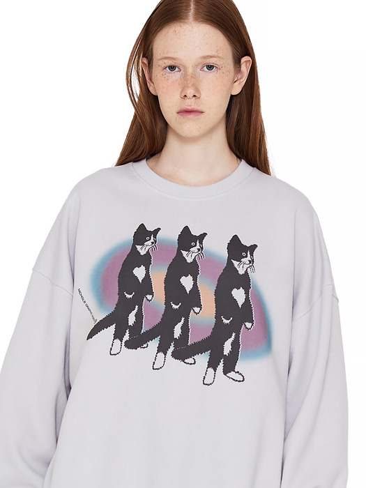 3 STANDING CAT SWEATSHIRT (LIGHT GREY)