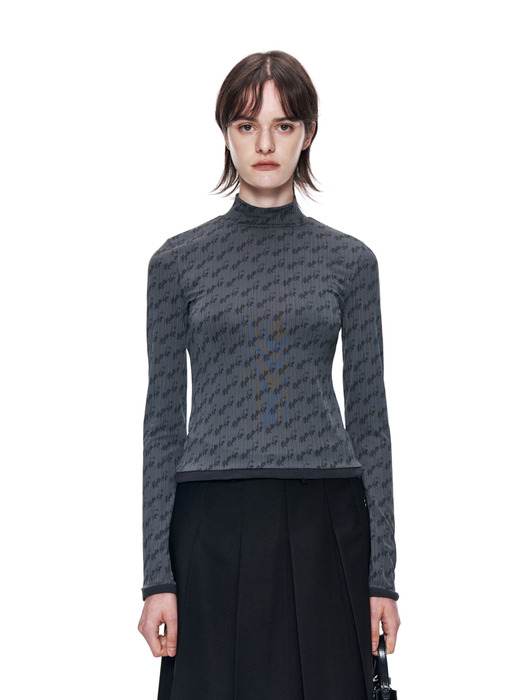 MATIN LETTERING TURTLE NECK LIGHT TOP IN CHARCOAL