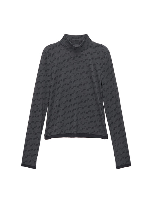 MATIN LETTERING TURTLE NECK LIGHT TOP IN CHARCOAL