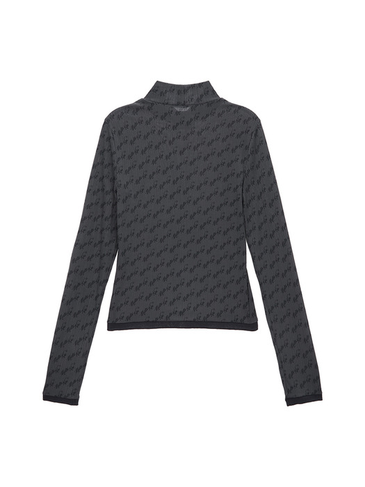 MATIN LETTERING TURTLE NECK LIGHT TOP IN CHARCOAL