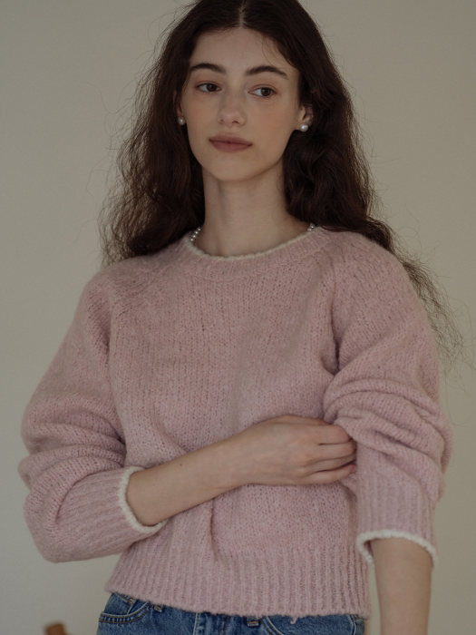 Alpaca coloring knit top_Pink