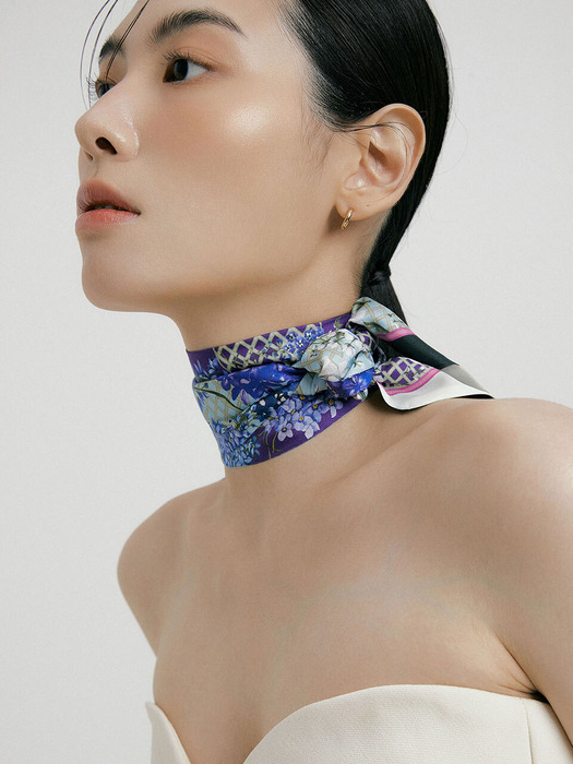 D_Flower-Evening Long Twilly Silk Scarf