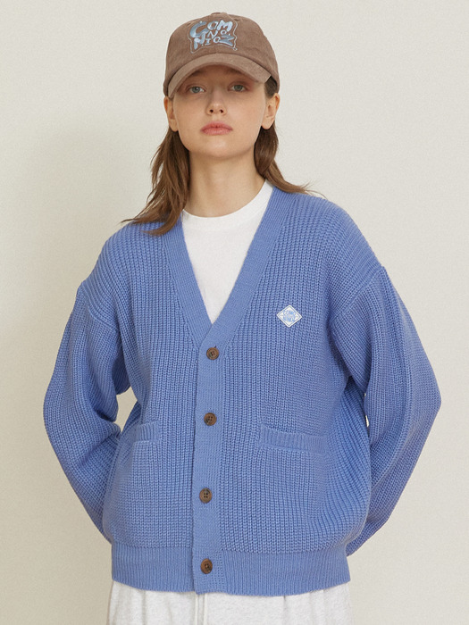 LOGO BASIC CARDIGAN [BLUE]