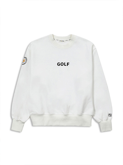 golf round patch sweatshirt white