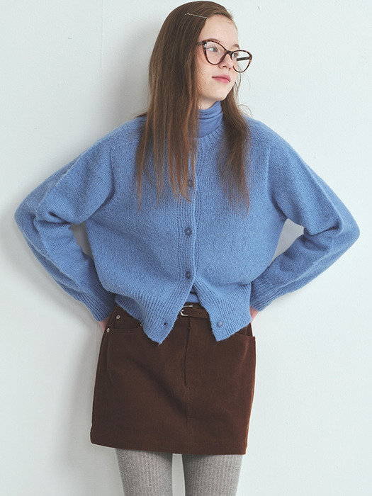 WHOLEGARMENT BUTTON CARDIGAN_BLUE