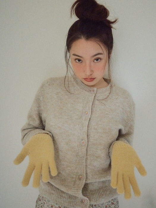 Corduroy Label Wool Glove, lemon