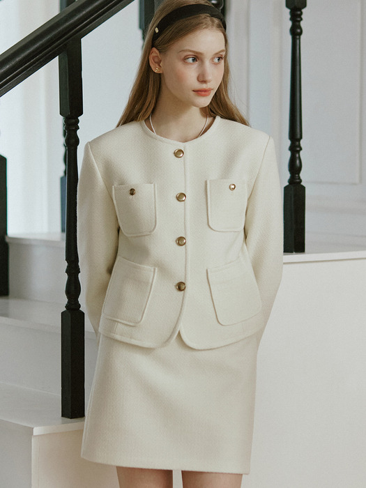 Jane Tweed Goldish Jacket - Ivory