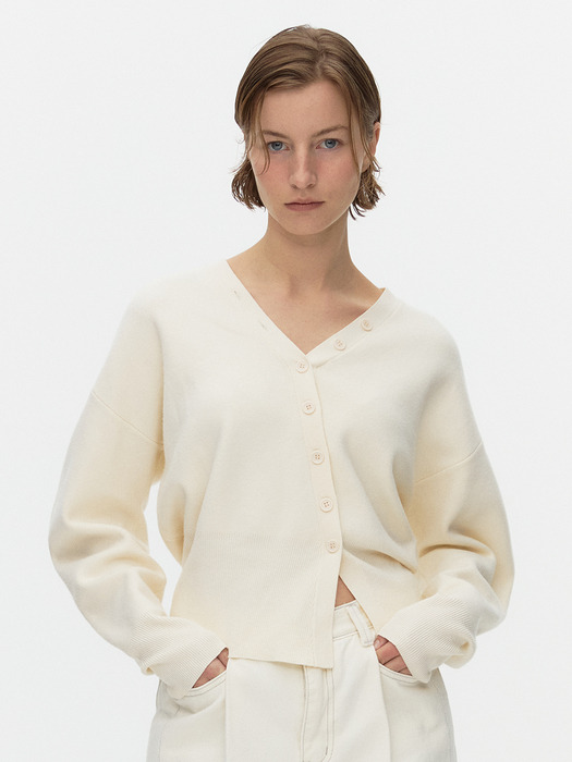 V-Neck Cardigan_IVORY