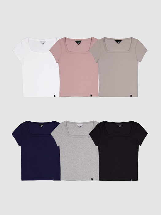 D. BASIC COTTON SQUARE-NECK T - 12 COLOR