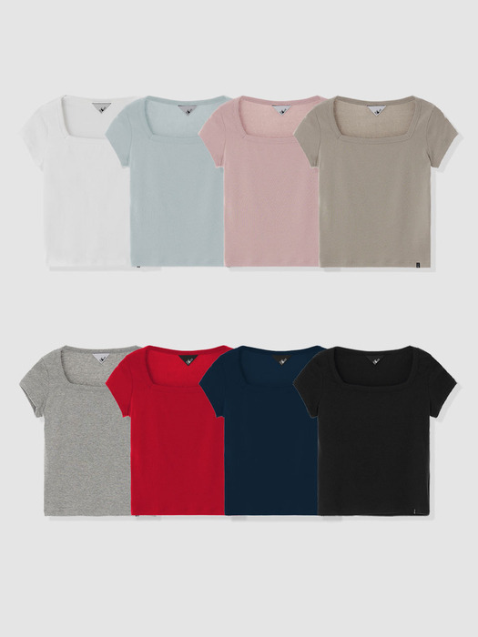 D. BASIC COTTON SQUARE-NECK T - 8 COLOR