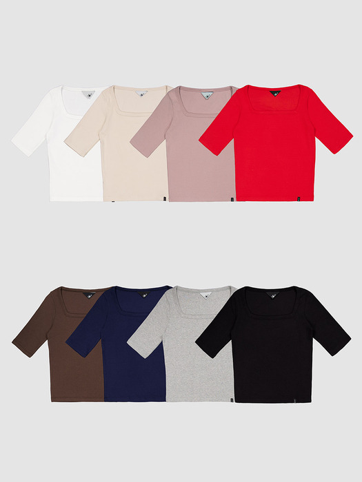 D. BASIC COTTON SQUARE-NECK T - 10 COLOR