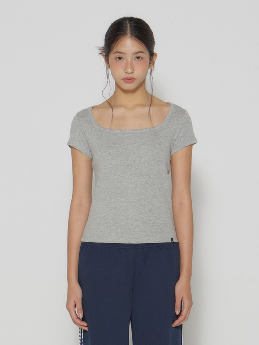 D. BASIC COTTON SQUARE-NECK T - 10 COLOR