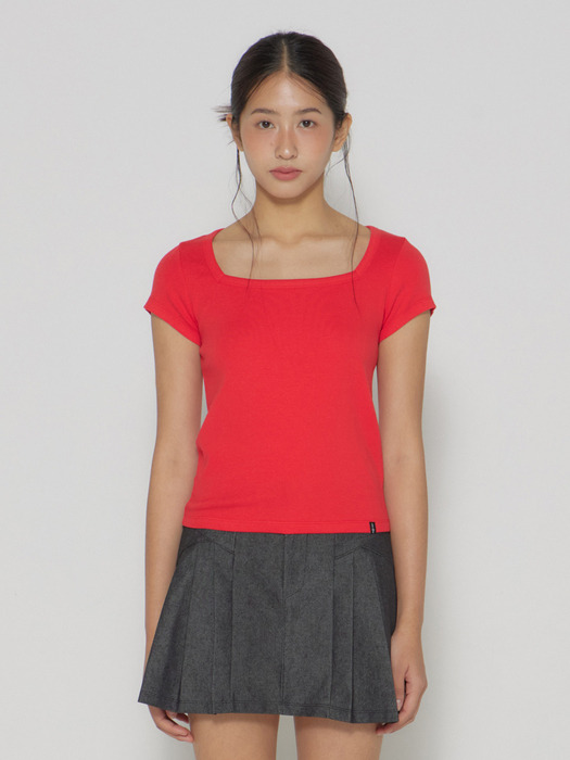 D. BASIC COTTON SQUARE-NECK T - 10 COLOR