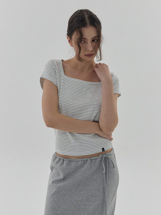 D. BASIC COTTON SQUARE-NECK T - 12 COLOR