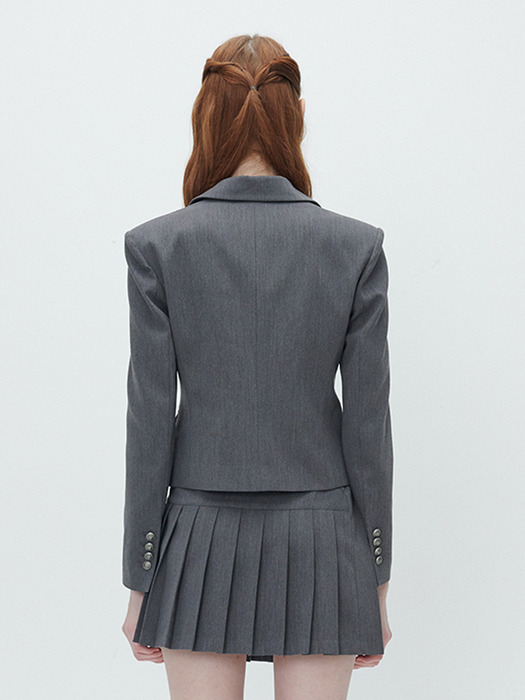 Tailored cropped suit jacket-Grey