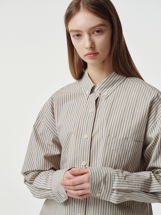 ARIA Button Point Shirt (Ivory Stripe)