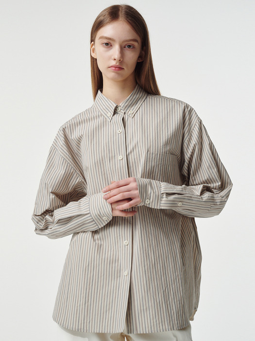 ARIA Button Point Shirt (Ivory Stripe)