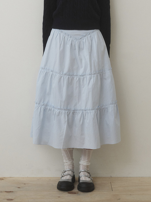 Shirring Long Skirt SKY