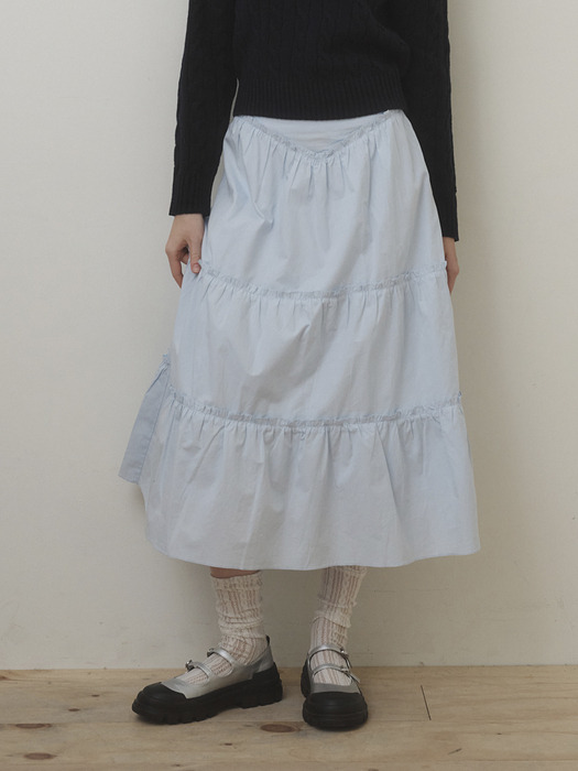 Shirring Long Skirt SKY